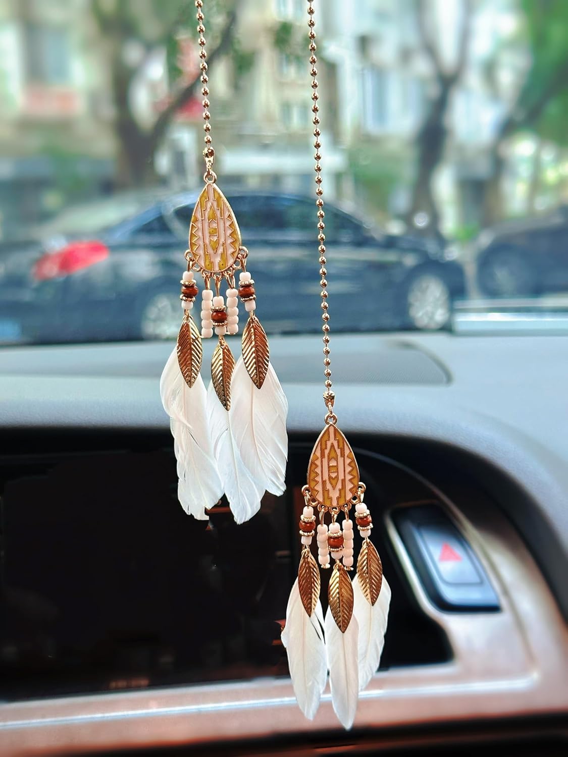 Boho Dream Catcher Car Ornament - White