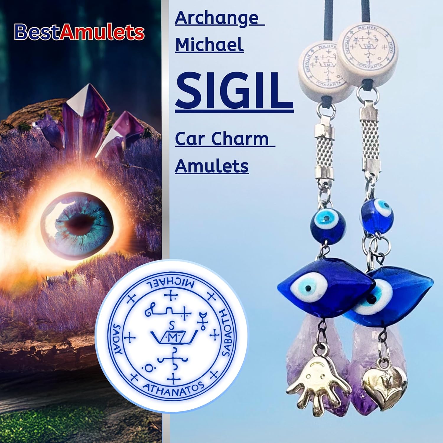 Archangel Michael Amulet Evil Eye Car Charm