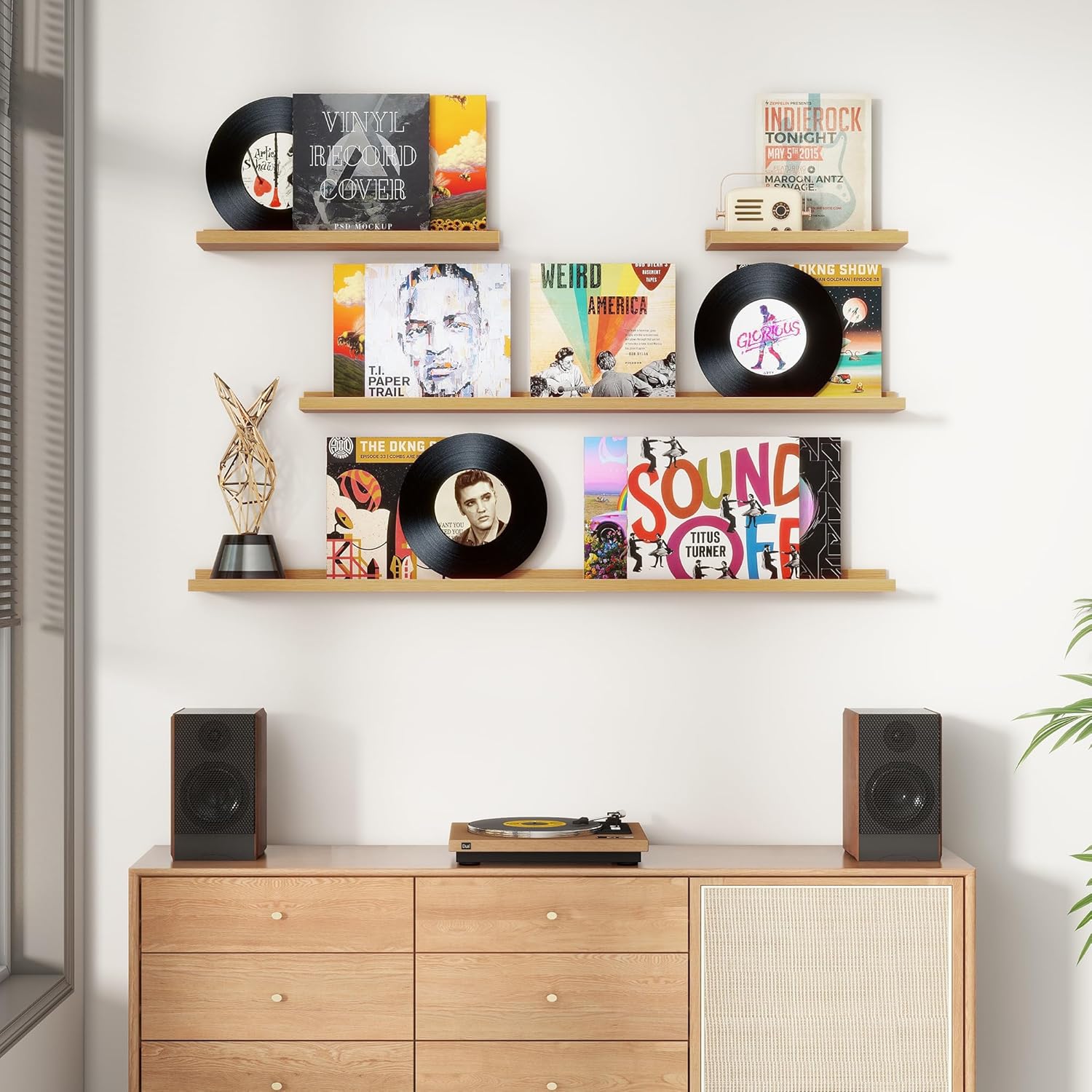 4 Piece Floating Picture Ledge Shelves for Wall Display