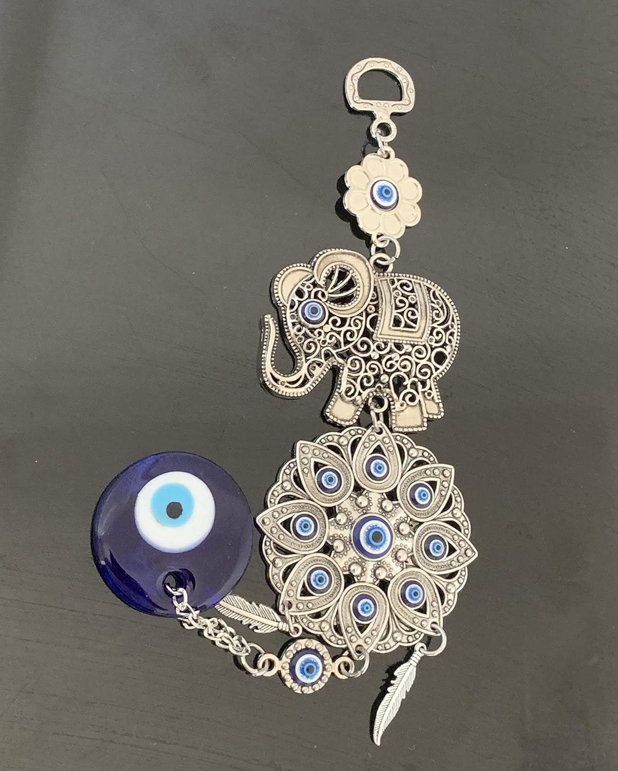 Betterdecor Turkish Blue Evil Eye with Lucky Elephant Wall Hanging Decor Amulet