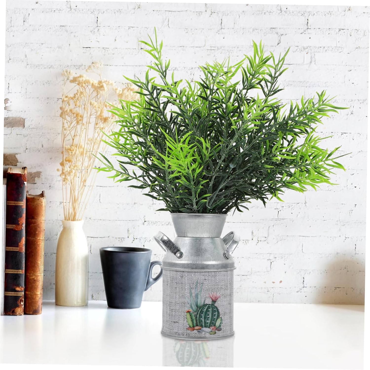 STOBAZA 2pcs Vintage Rustic Iron Flower Vases with Handles