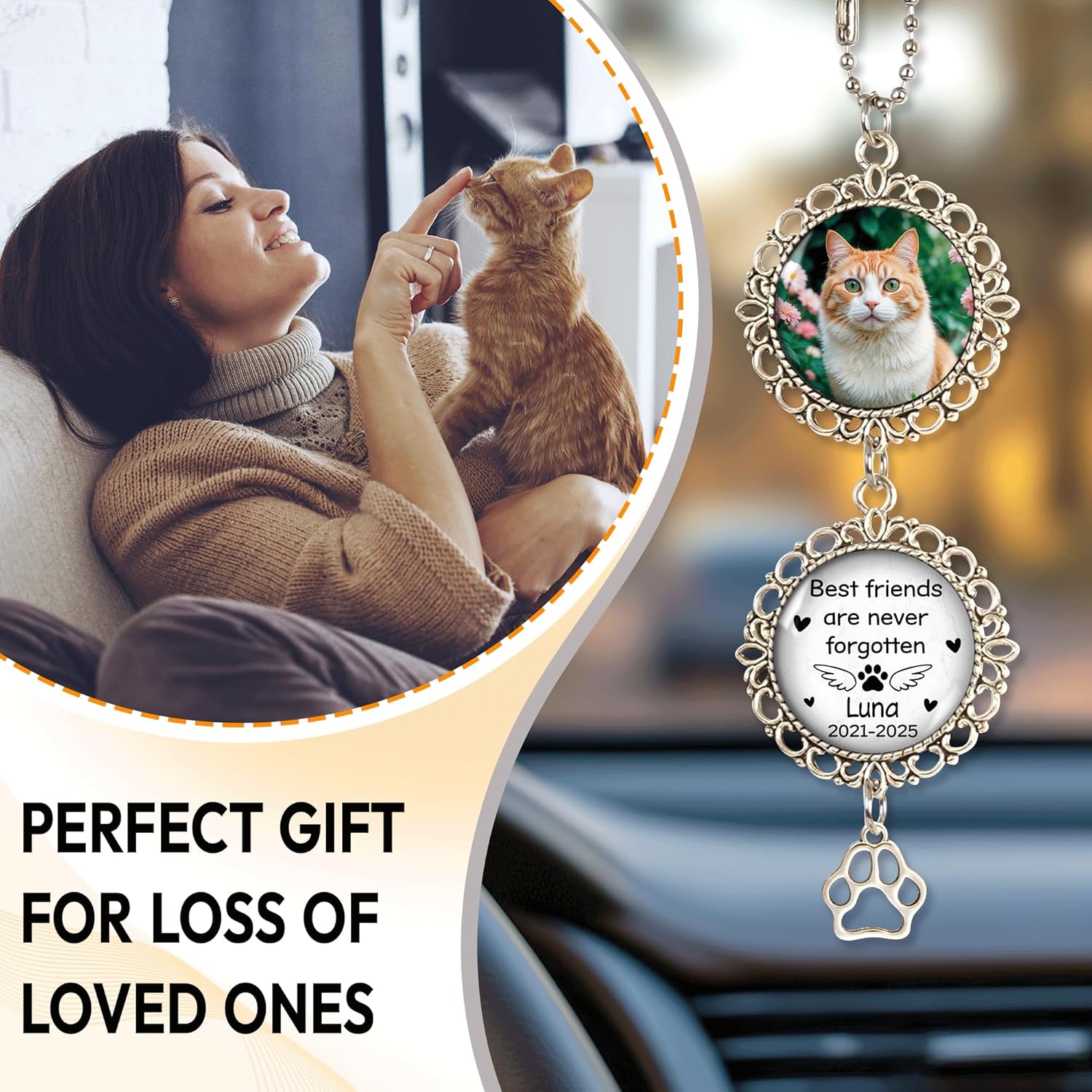 Hyturtle Personalized Pet Memorial Car Ornament - Custom Photo Gift