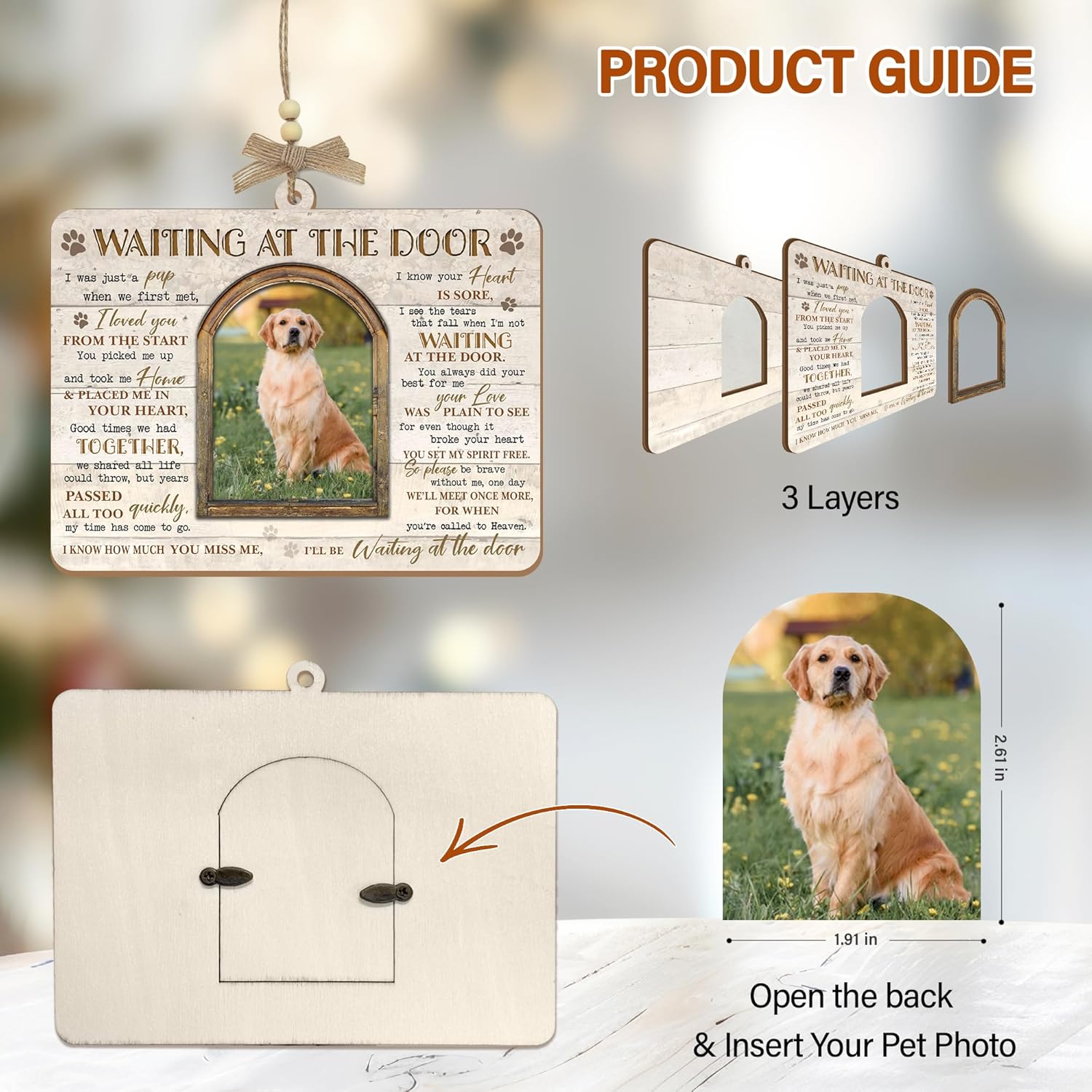 Dog Memorial Gift - Waiting at The Door Wooden Ornament