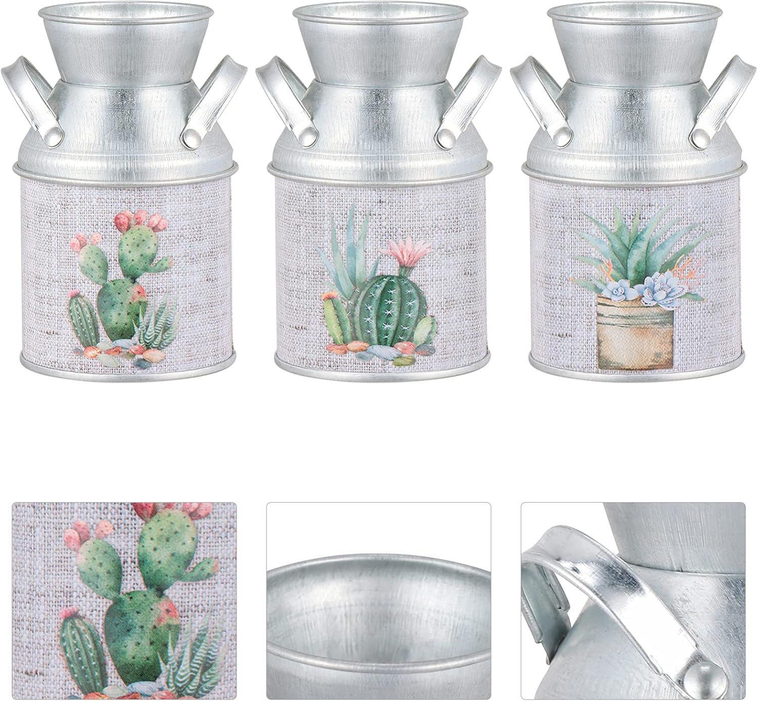 EXCEART 3pcs Shabby Chic Flower Vase Rustic Metal Jug Vintage Farmhouse Decor