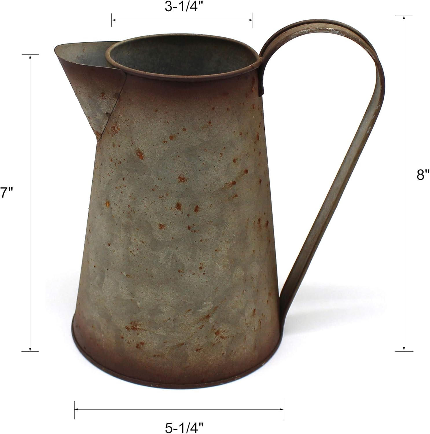 7 Inch Galvanized Metal Milk Pitcher Vase