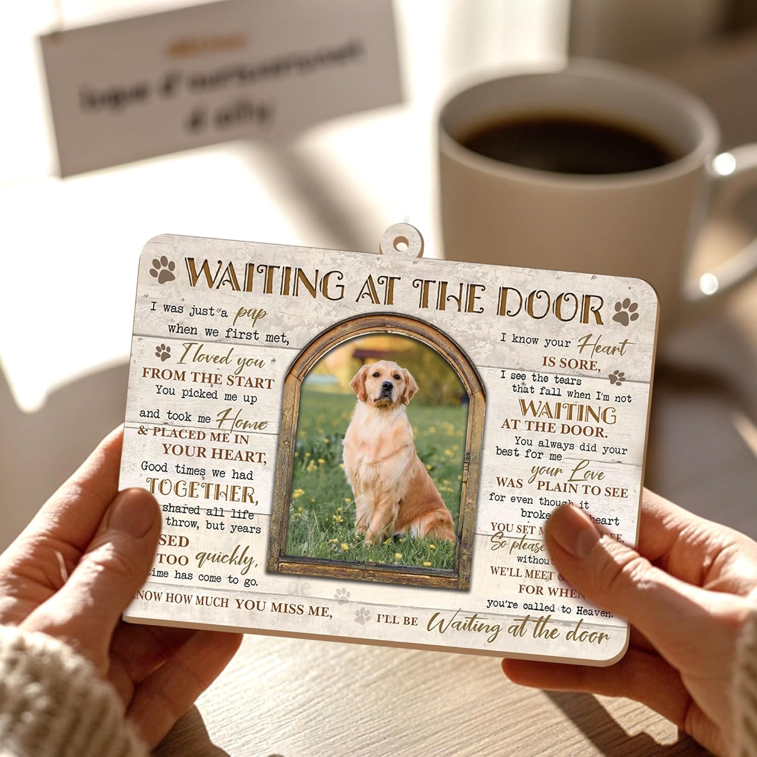 Dog Memorial Gift - Waiting at The Door Wooden Ornament