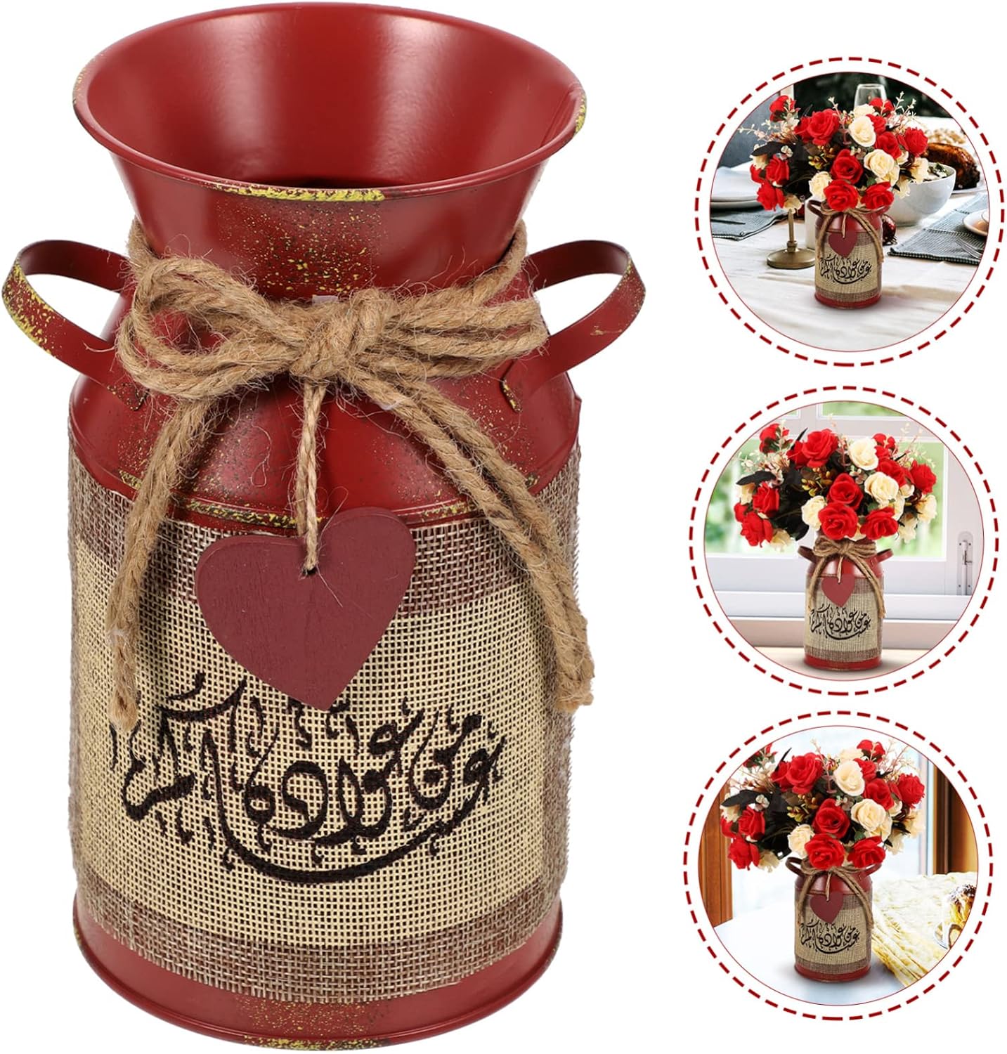 Rustic Vintage Iron Flower Bucket Pot Dried Flower Container