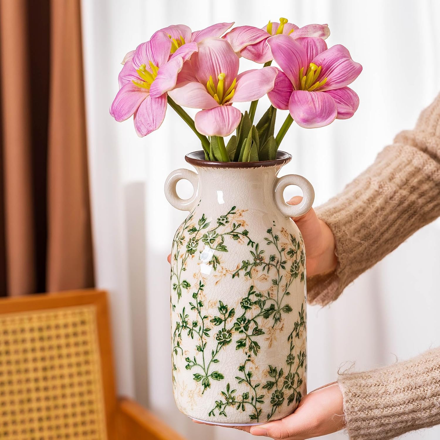 Sure Yuesi Vintage Pastoral Vase with Handles 91 Inch