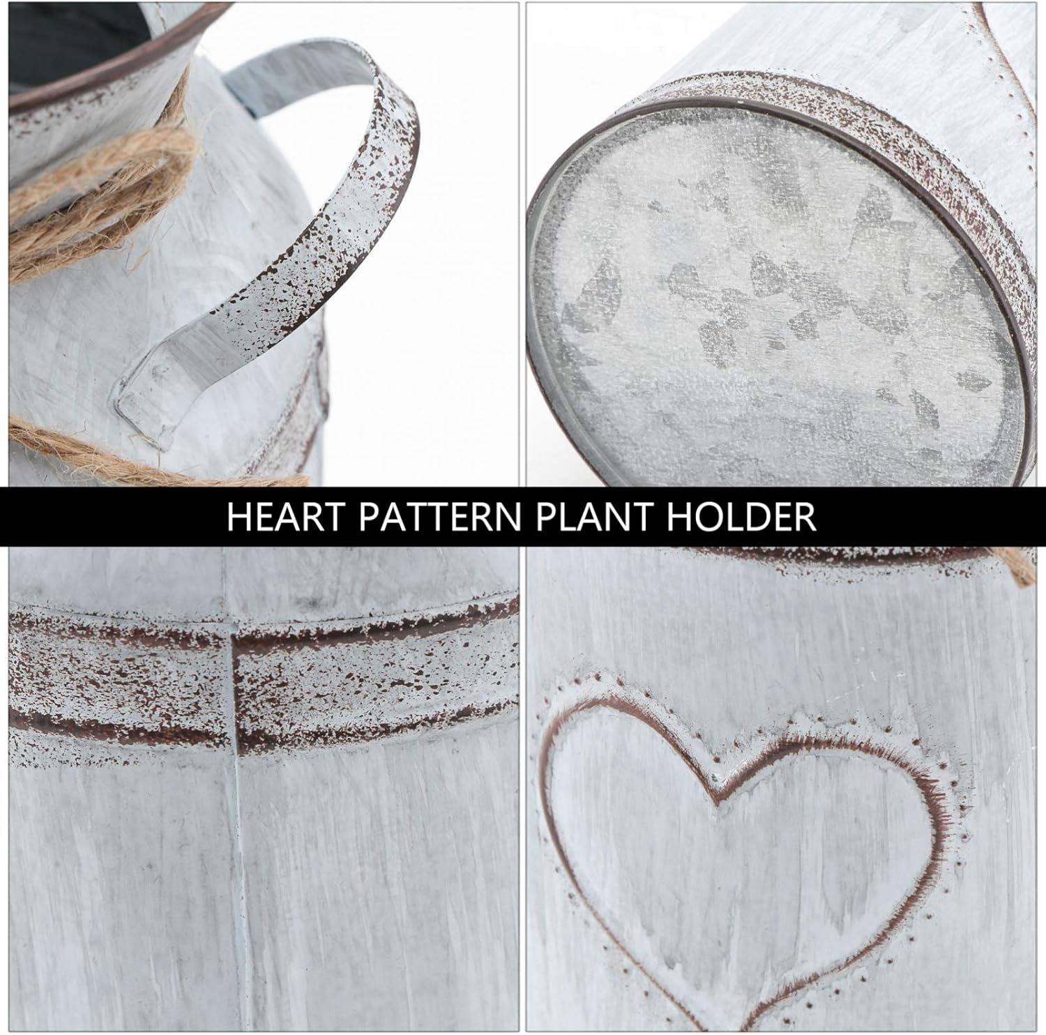 Vintage Tin Vase for Flowers - Rustic Heart Shaped Decor