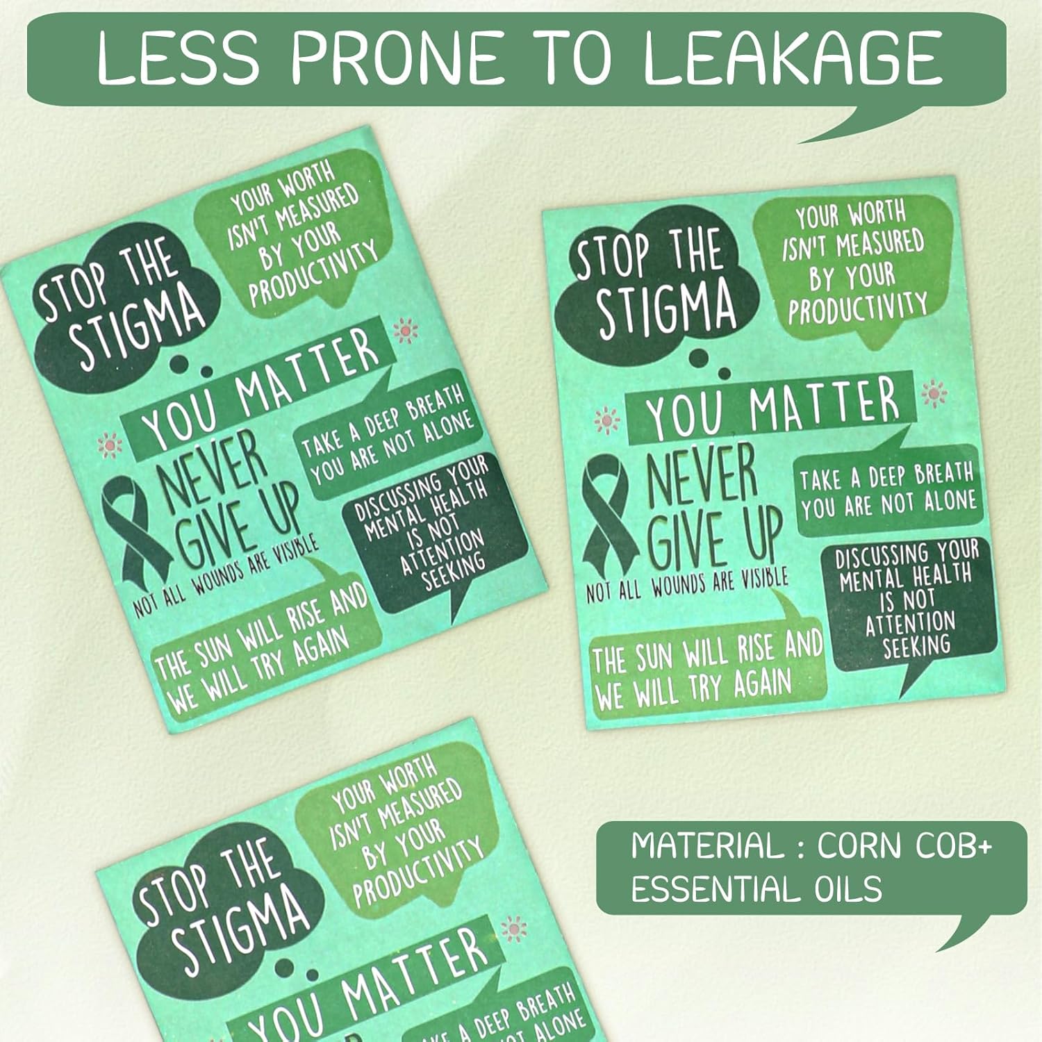 50 Pcs Mental Health Awareness Scent Sachets Green Ribbon Set
