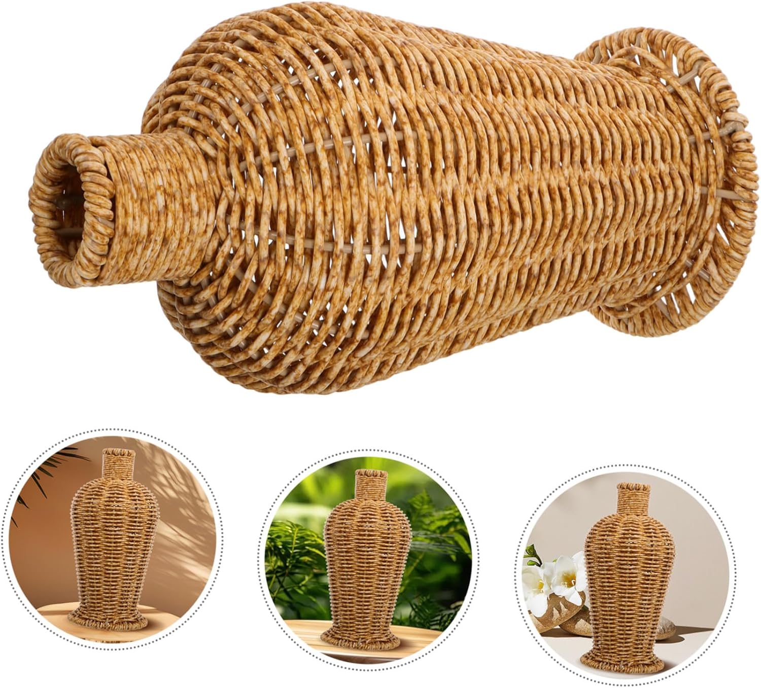 Modern Vase with Rustic Basket Design for Home Decor