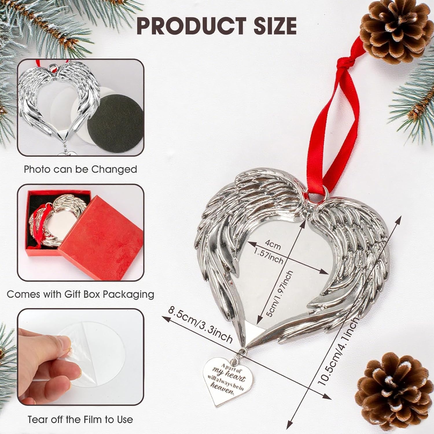 Memorial Christmas Angel Wings Photo Ornament 2025