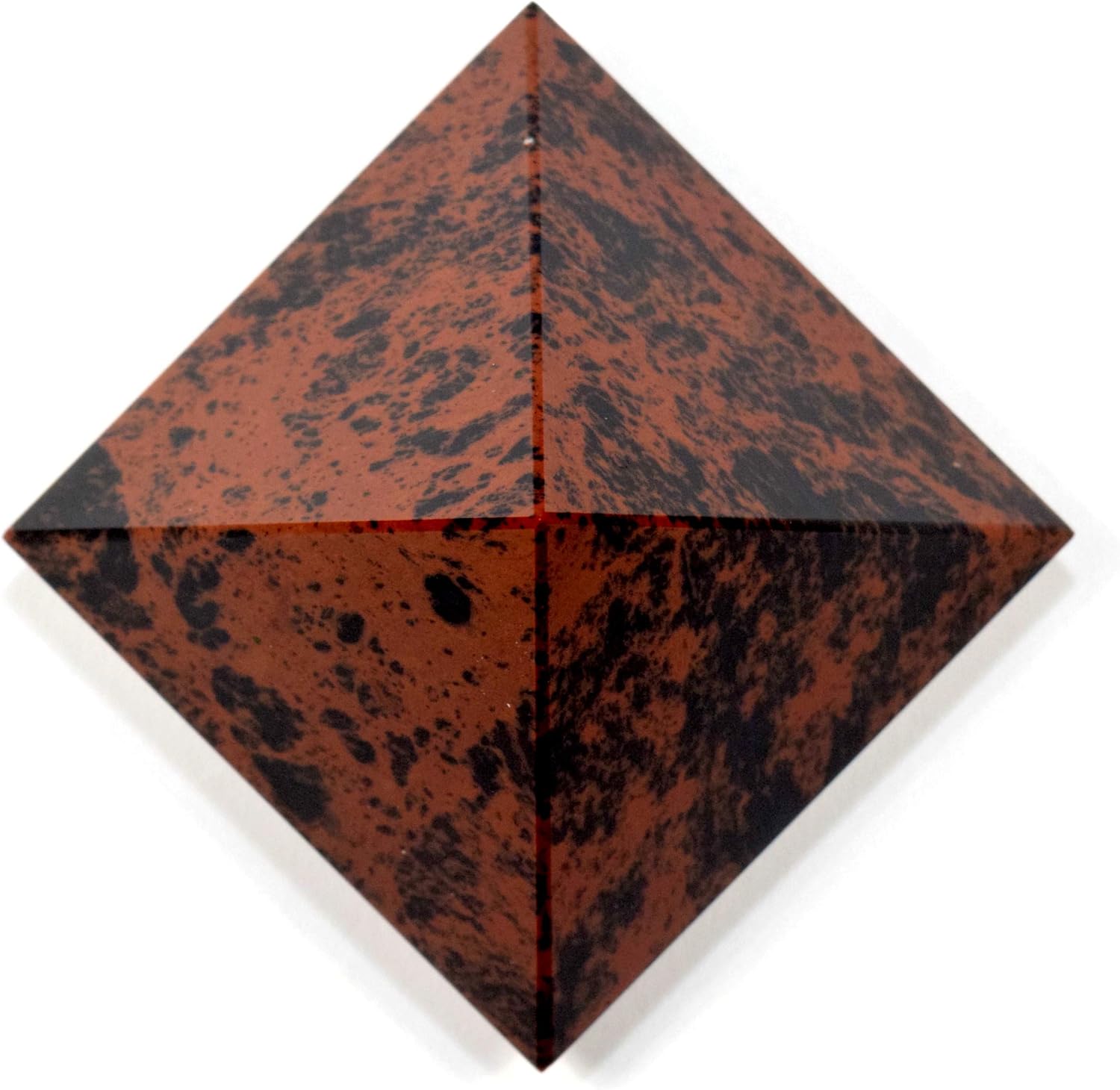 Mahogany Obsidian Pyramid Decor Stone with Clear Quartz Cabochon