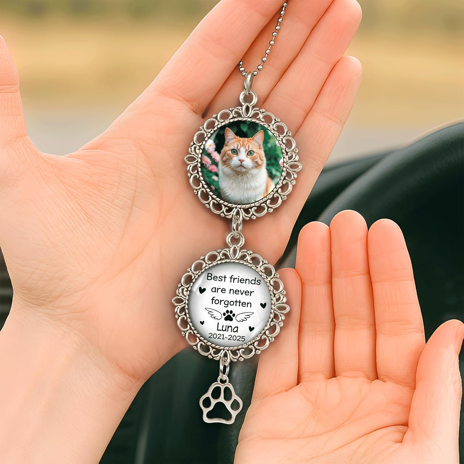 Hyturtle Personalized Pet Memorial Car Ornament - Custom Photo Gift