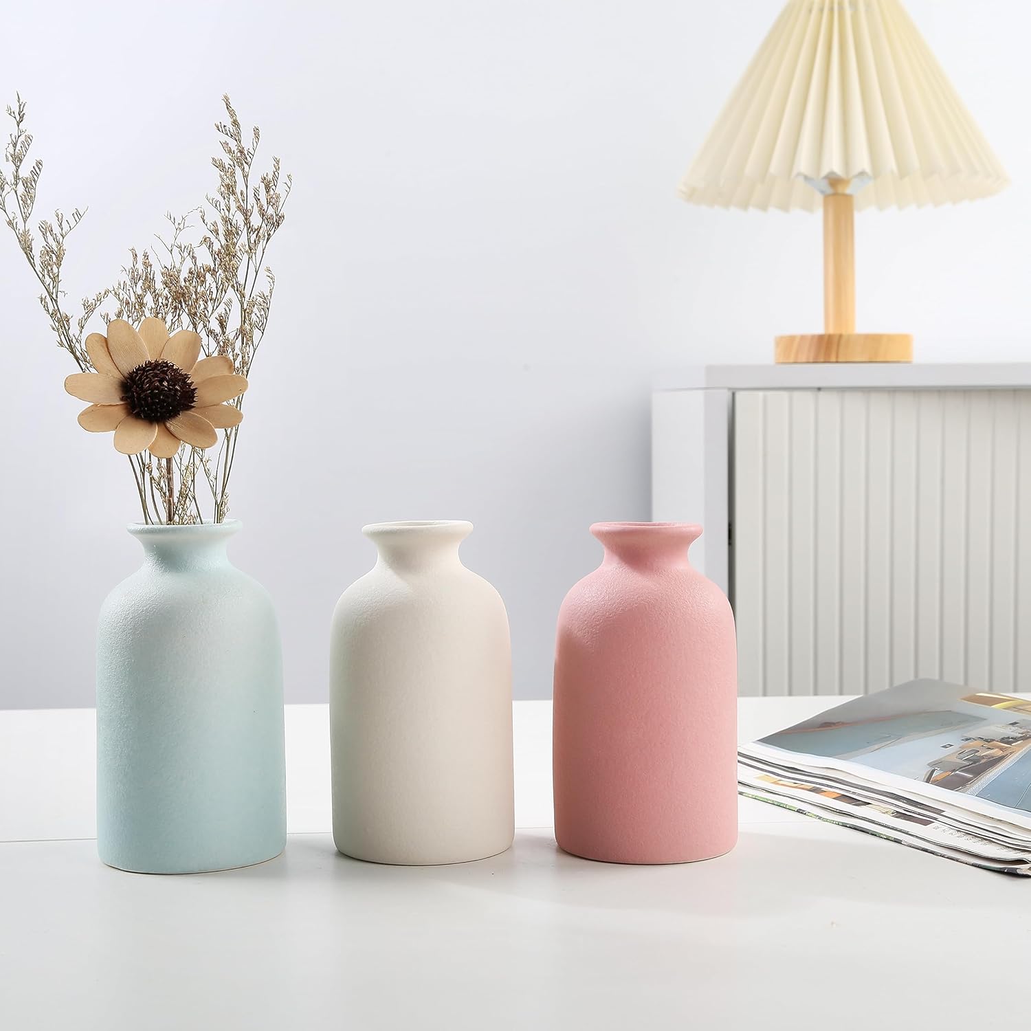 Small Size Light Blue Ceramic Vase for Home and Wedding Dcor