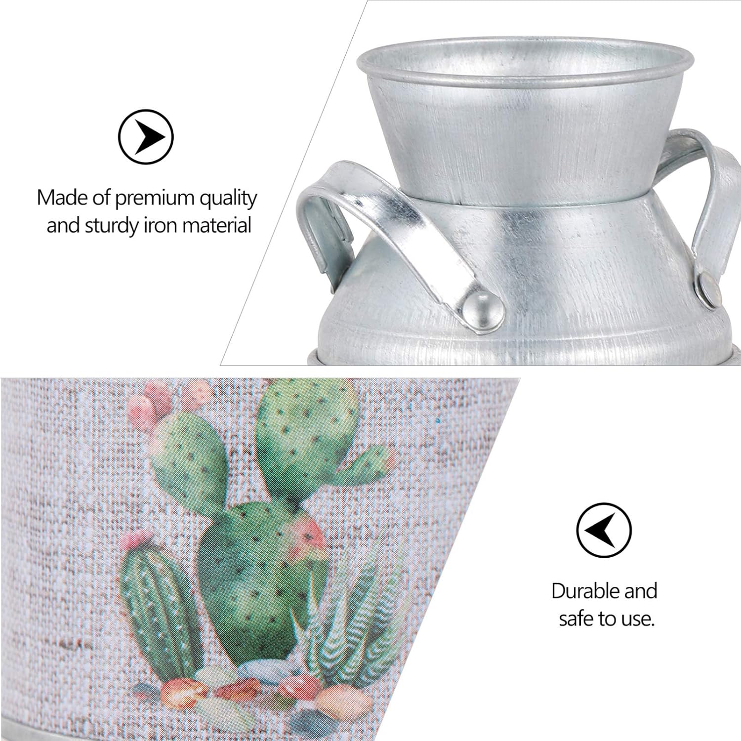 EXCEART 3pcs Shabby Chic Flower Vase Rustic Metal Jug Vintage Farmhouse Decor