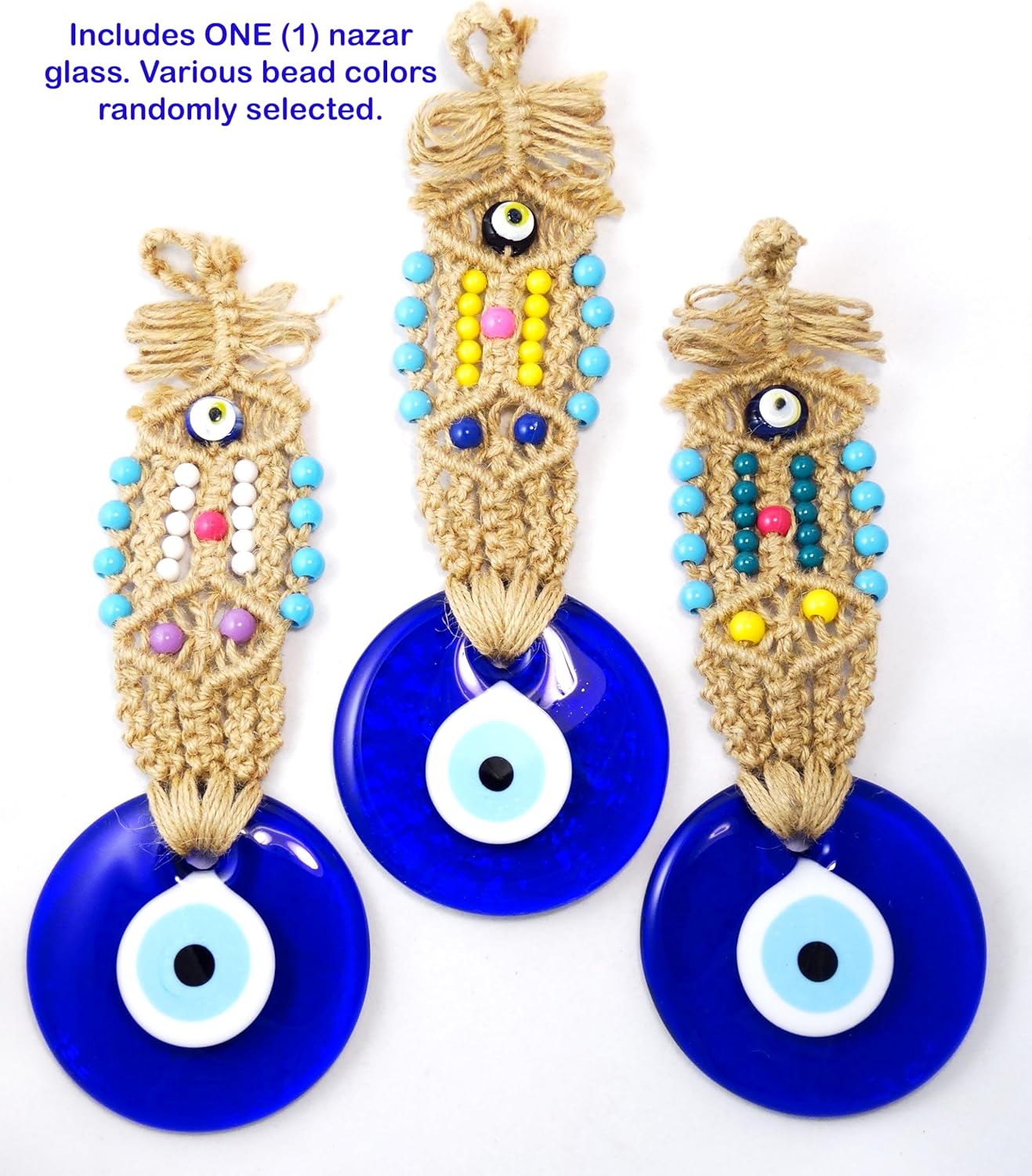 Balgin Evil Eye Wall Decor 11 Inch Tall Blue Glass Hanging Ornament