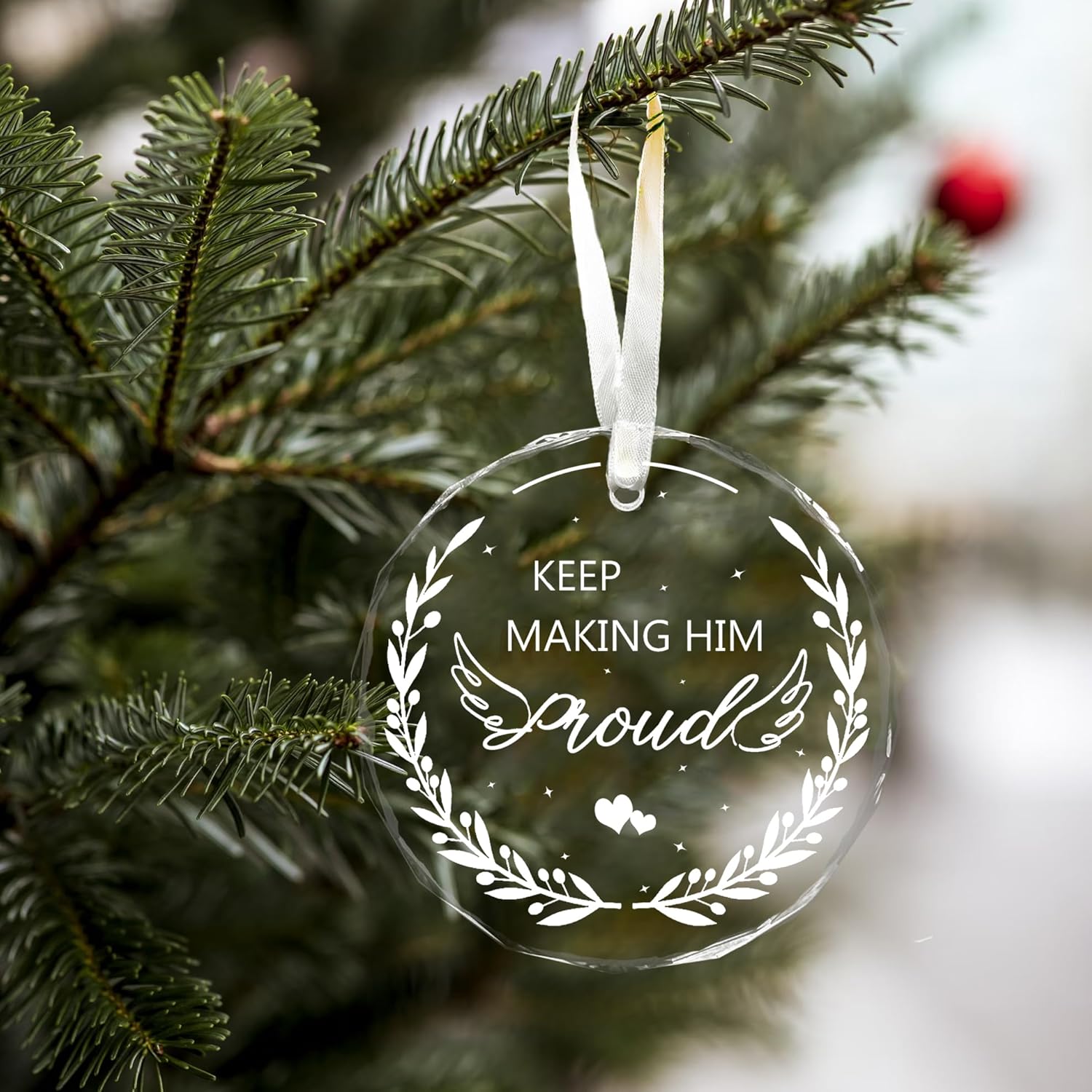 Keep Making Him Proud Memorial Ornament for Women