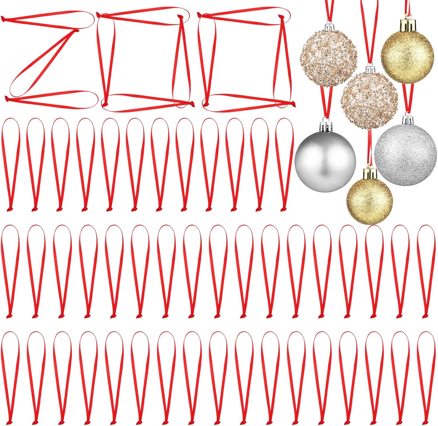 Shappy 106 Inch Christmas Ornament Hanger Ribbon Red