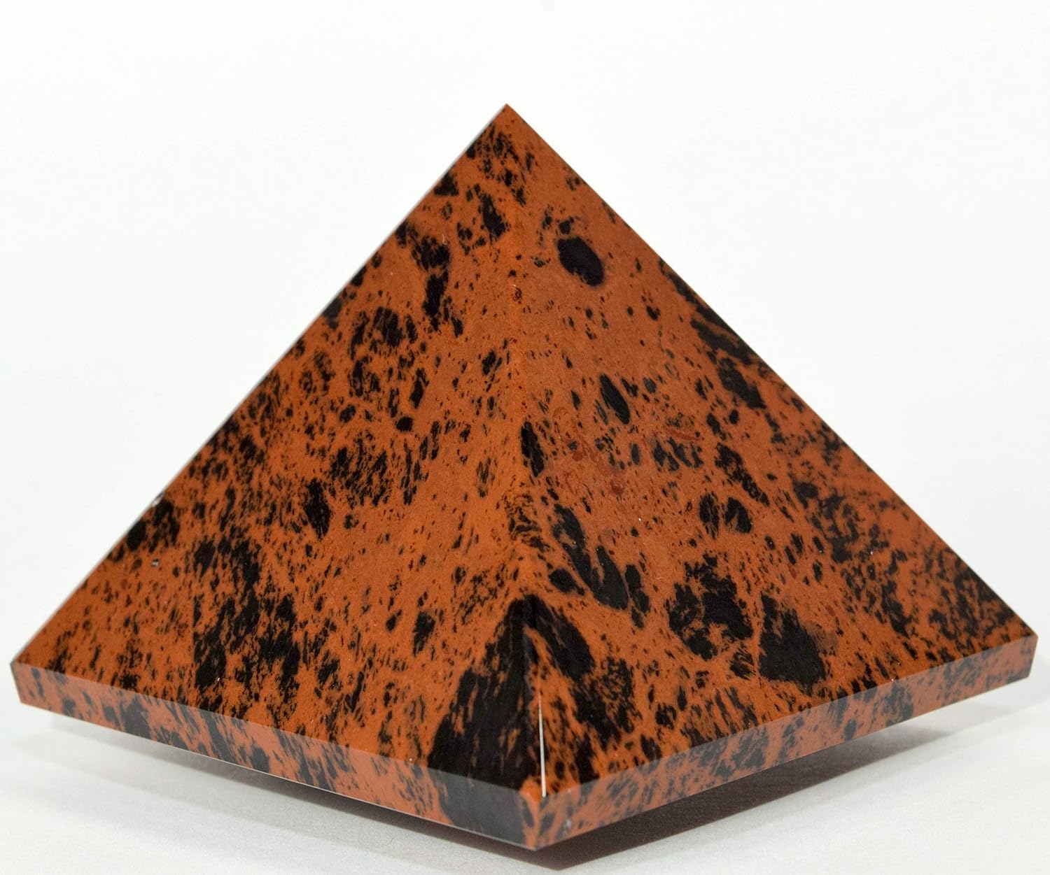 Mahogany Obsidian Pyramid Decor Stone with Clear Quartz Cabochon