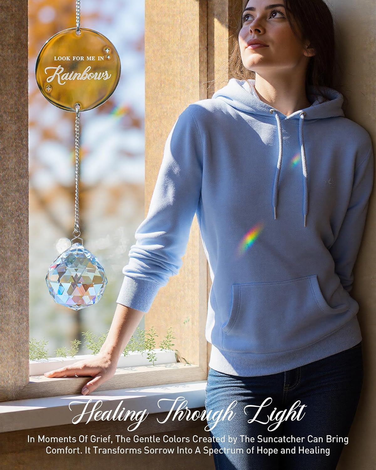 Modern Memorial Gift 40mm Crystal Suncatcher Rainbow Maker