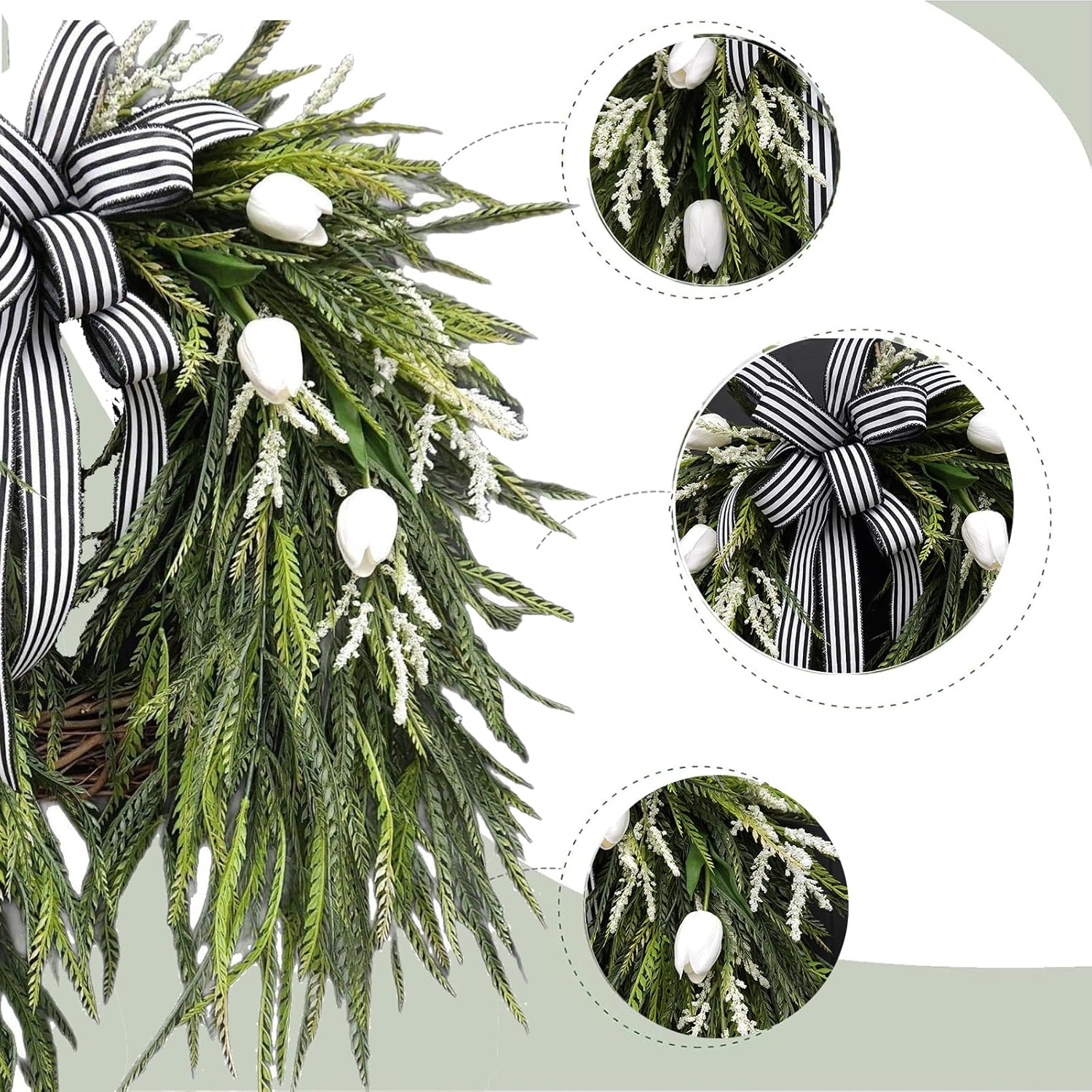 Artificial Spring Summer Wreath for Front Door Decor