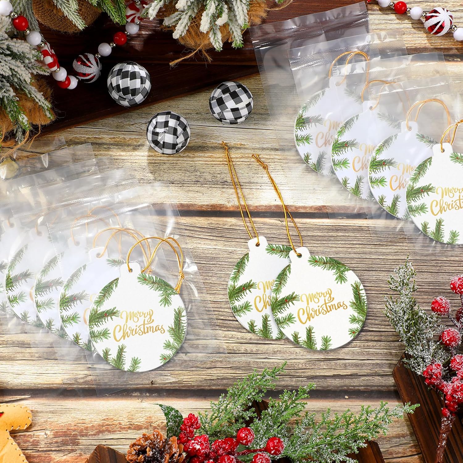 12 Pcs Cedar Fir Scented Christmas Ornaments