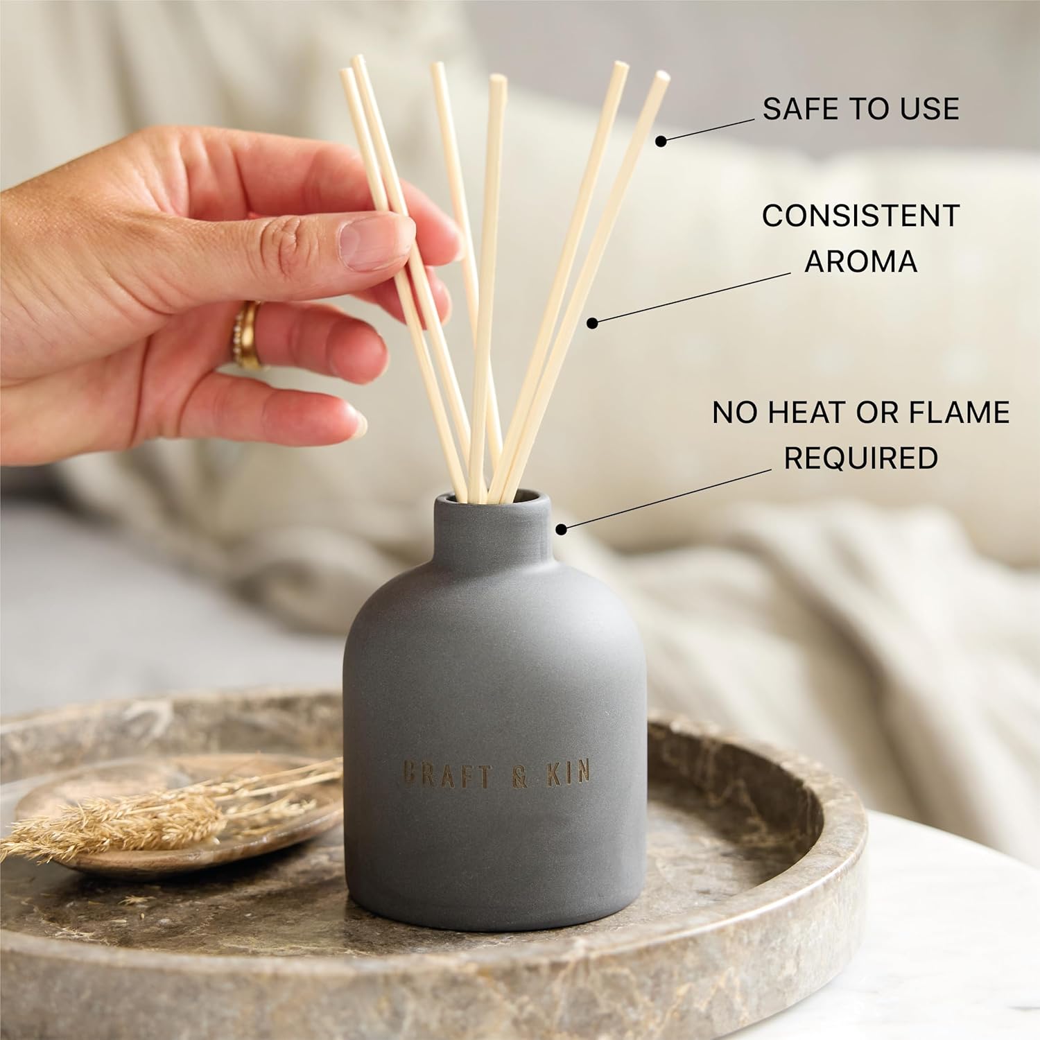 Craft Kin Reed Diffuser Set - Santal Woods 67oz Alcohol-Free Essential Oils
