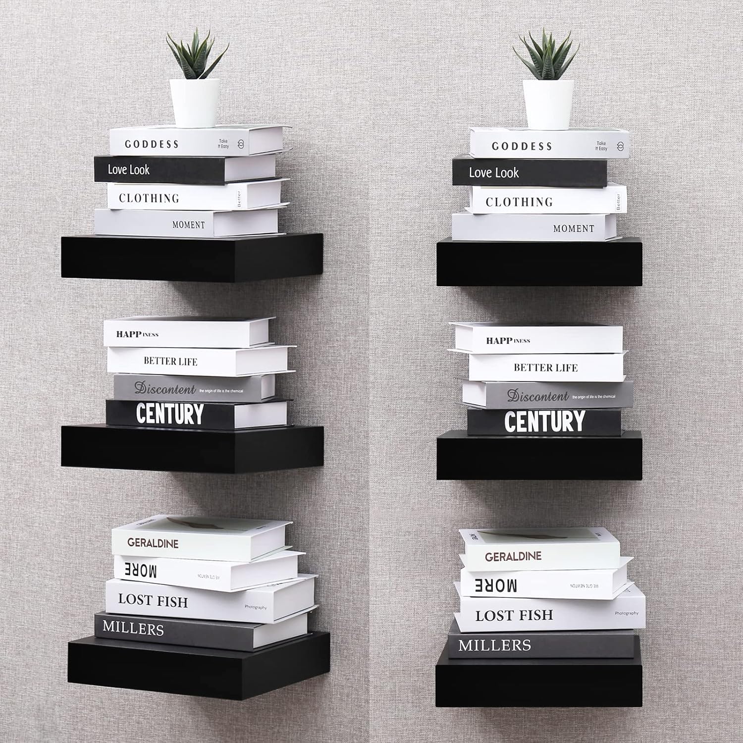 WELLAND 9 14 Inch Black Floating Shelves for Wall