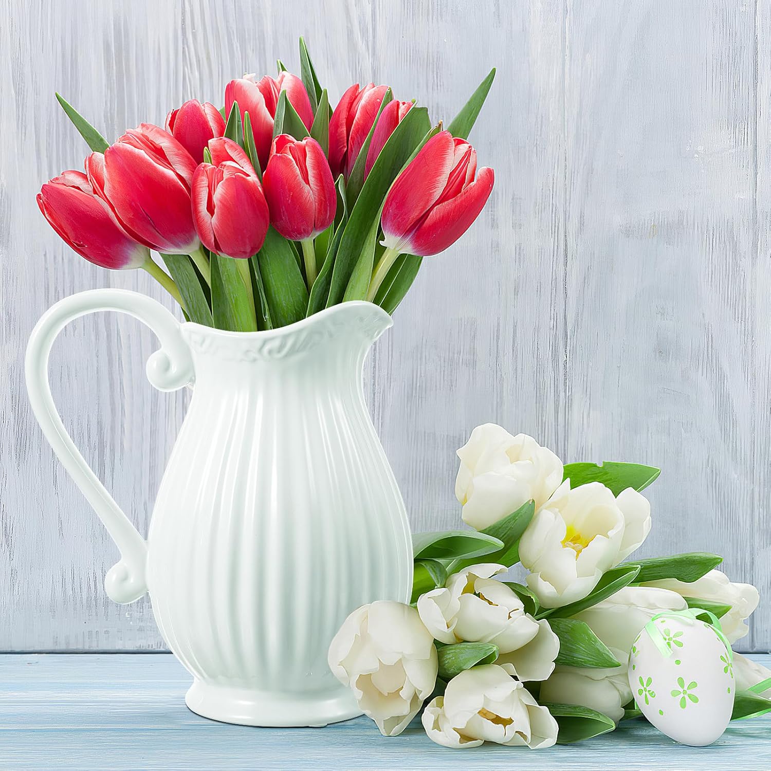 Vaguelly 8-Inch Ceramic Pitcher Vase Vintage Rustic