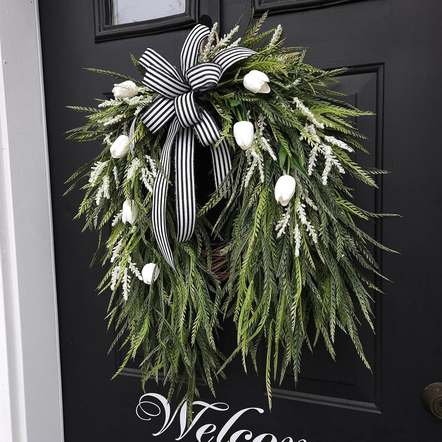 Artificial Spring Summer Wreath for Front Door Decor