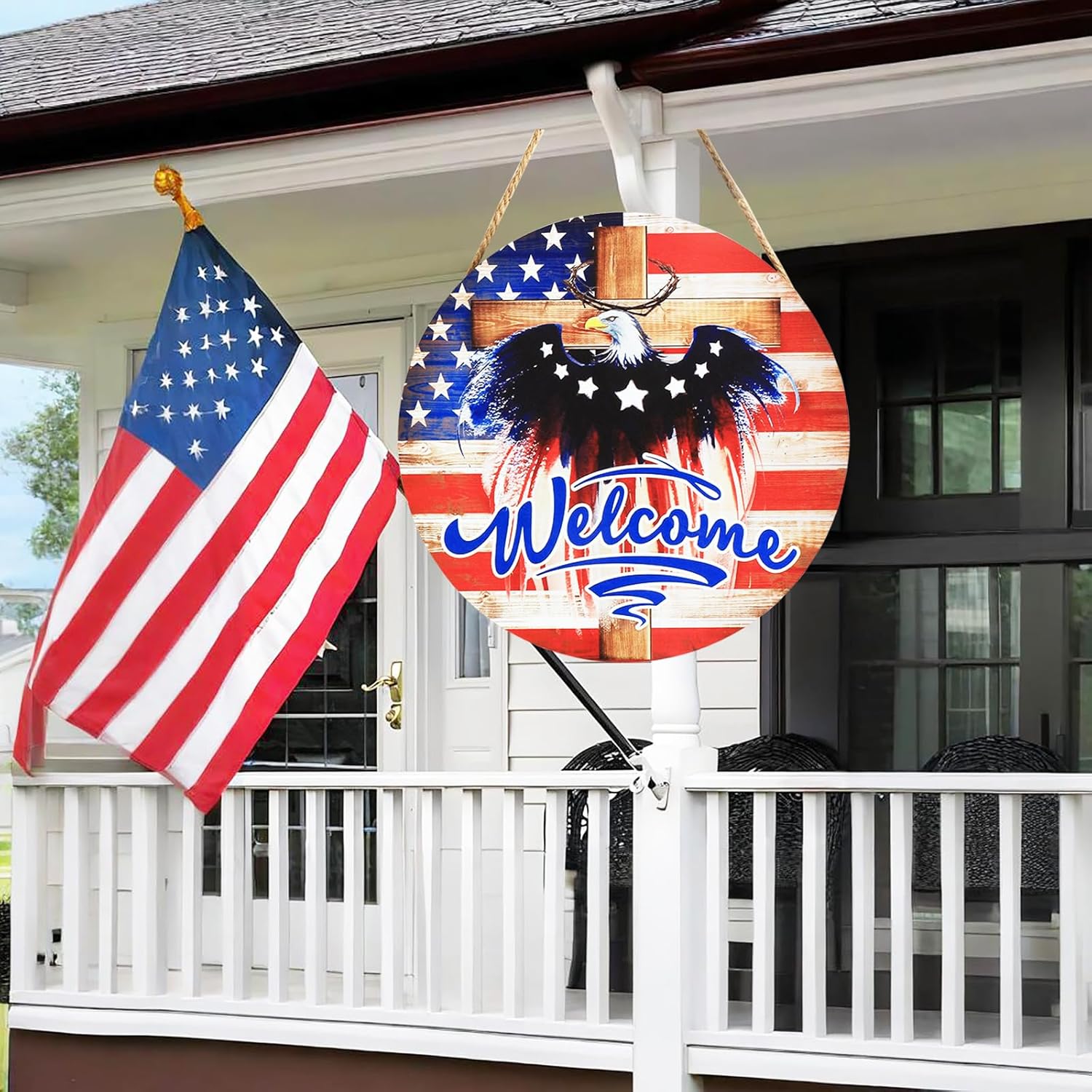 4th of July Patriotic Eagle Wreath Door Decor
