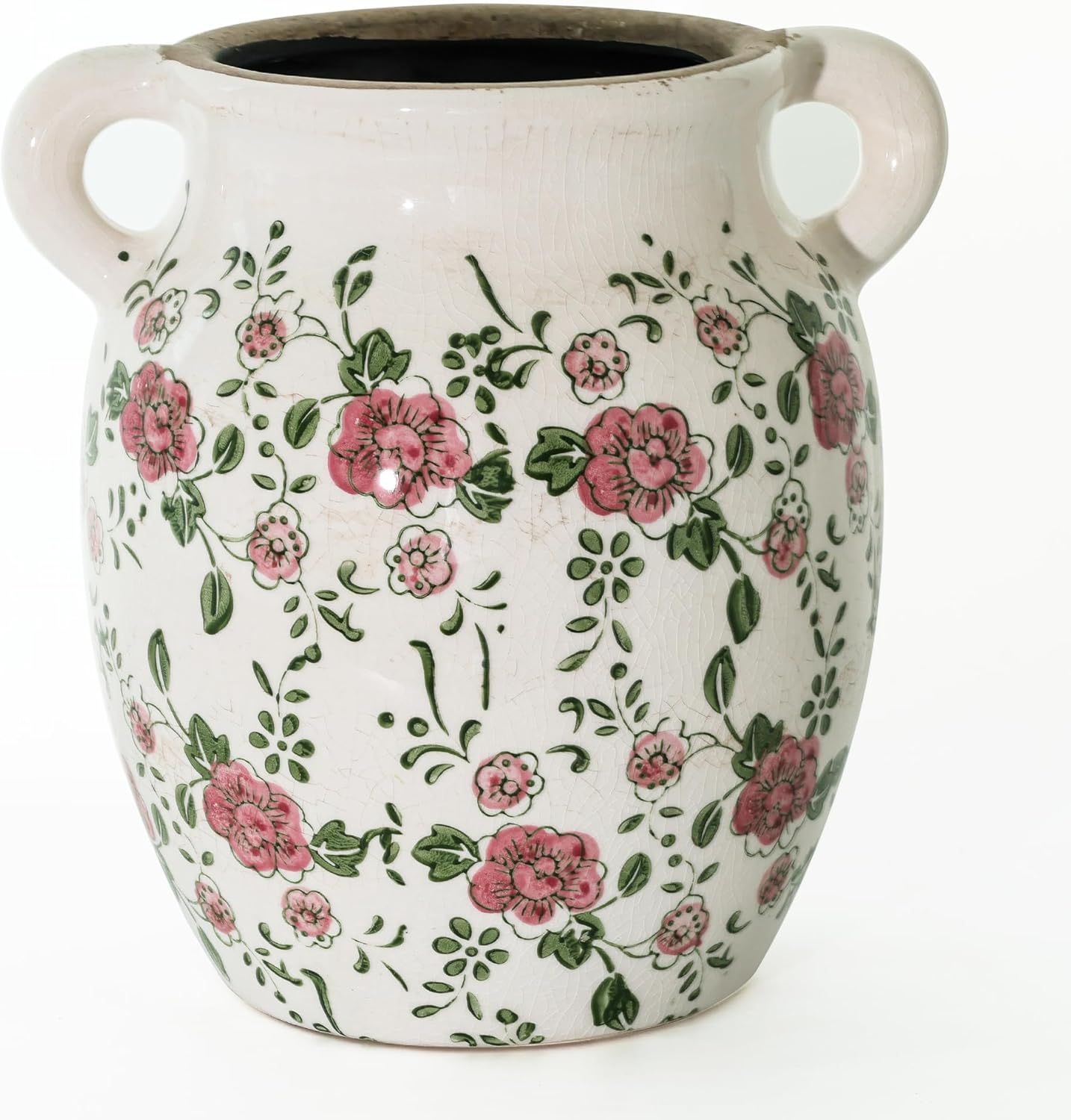 Ronasip Floral Farmhouse Ceramic Vase with Rustic Design