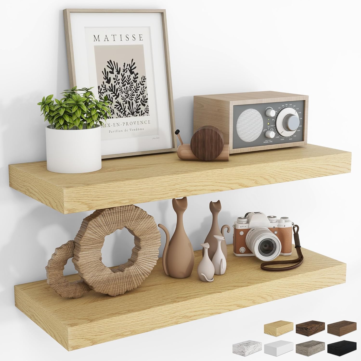 RICHFOCUS 315 Inch Floating Shelves 2 Pack Oak Rustic Wall Mount