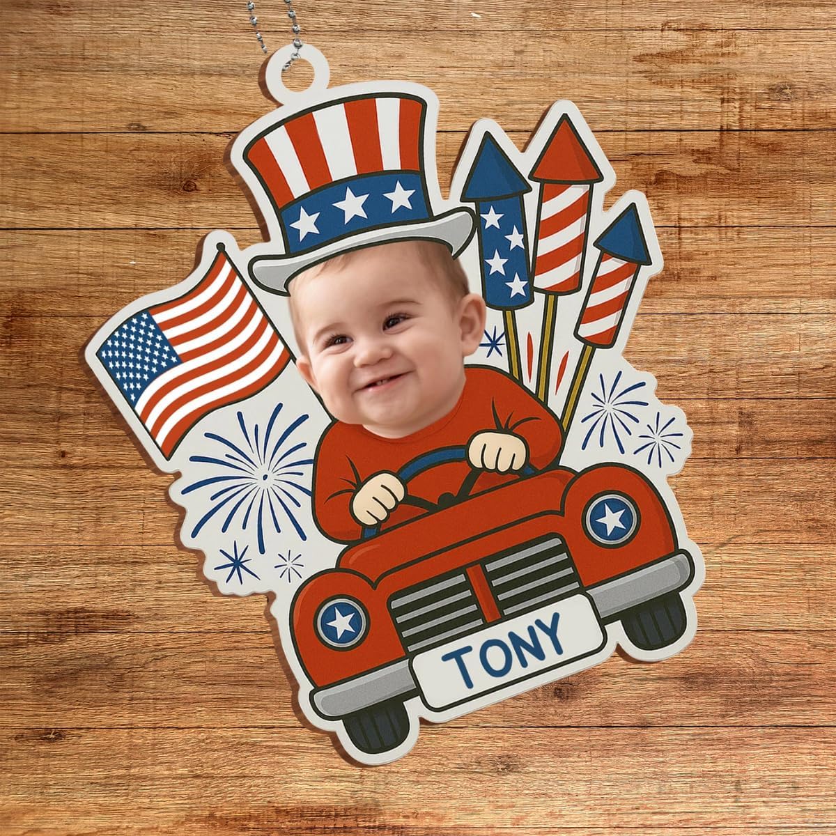 Customizable Baby 4th of July Car Hanging Ornament