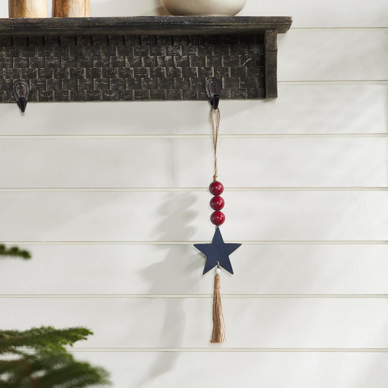 VHC Brands Patriotic Red Beads Star Ornament 10x3