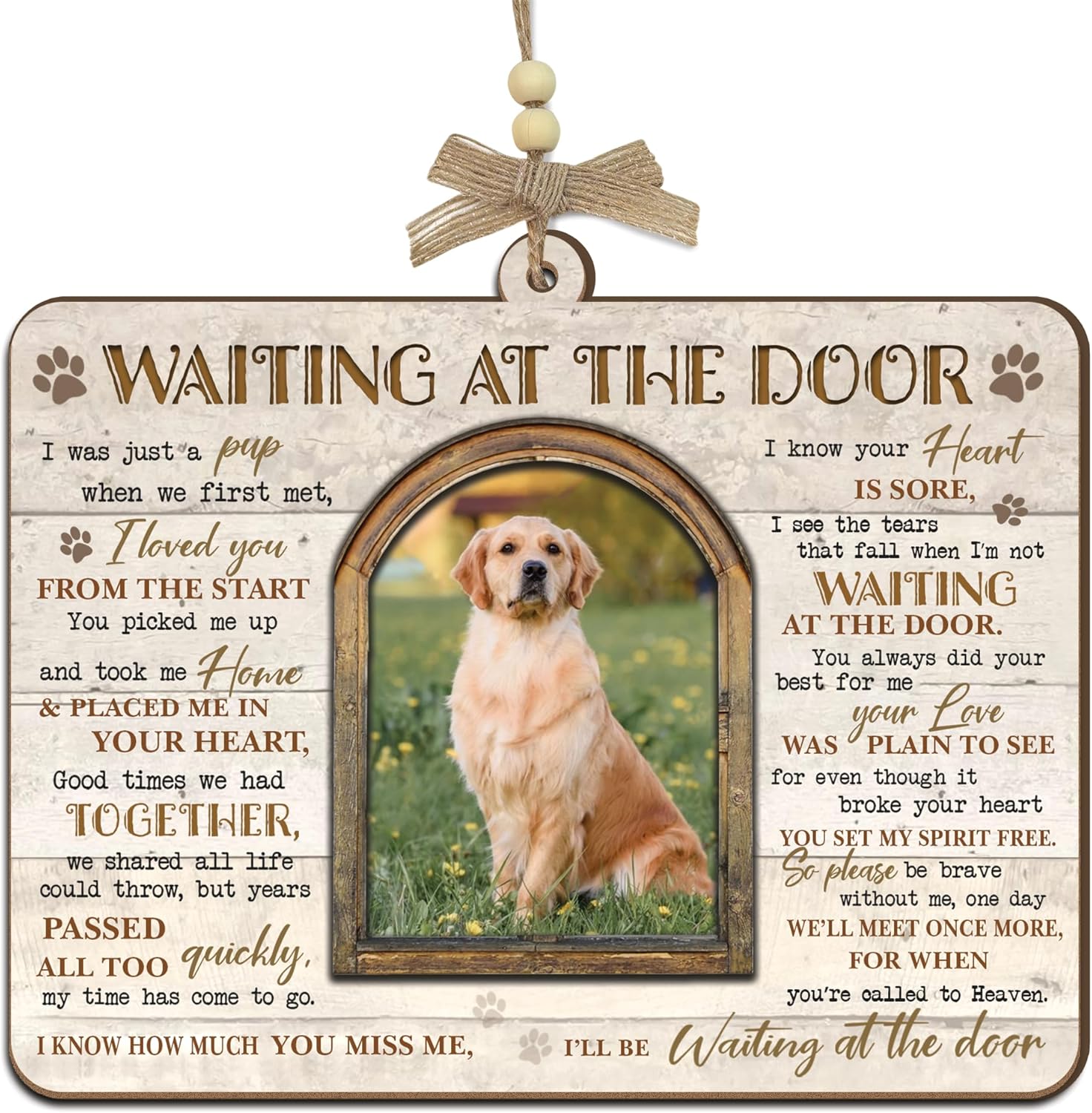Dog Memorial Gift - Waiting at The Door Wooden Ornament