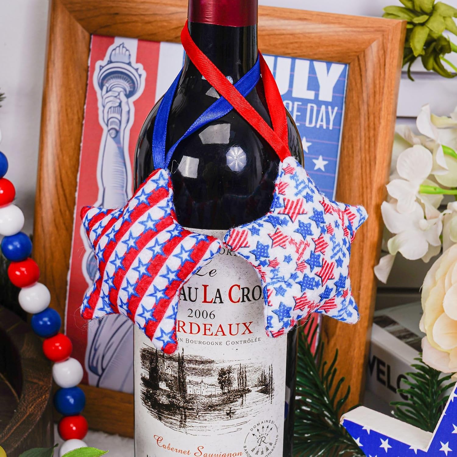 4th of July Felt Stars Hanging Ornament Set of 12