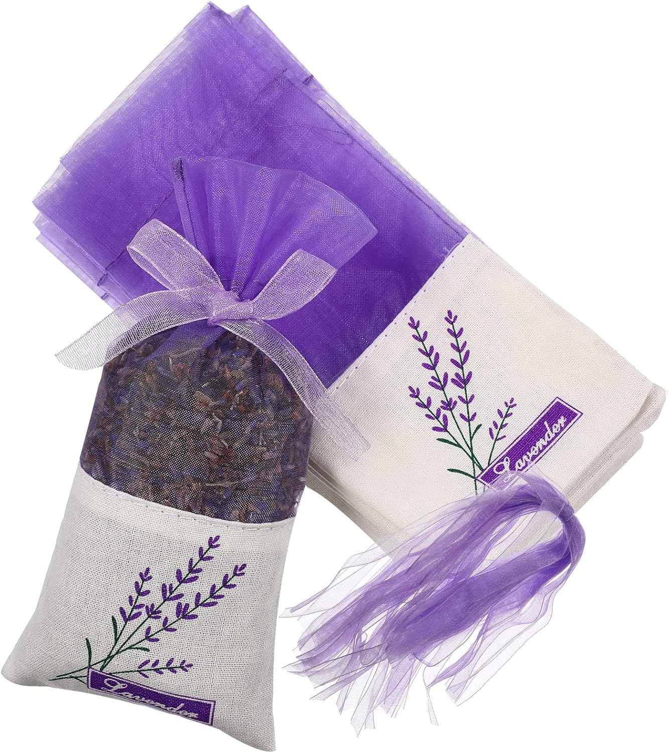 30 Pcs Lavender Sachet Bags Empty Mesh Drawstring Organza Cotton Ramie