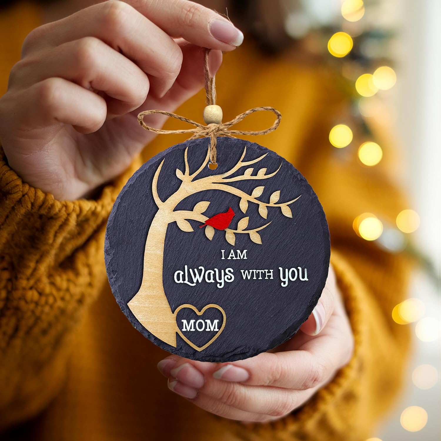 Mom Memorial Ornament Stone Sympathy Gift for Loss of Mother Cardinal Im Always with You Christmas Ornament