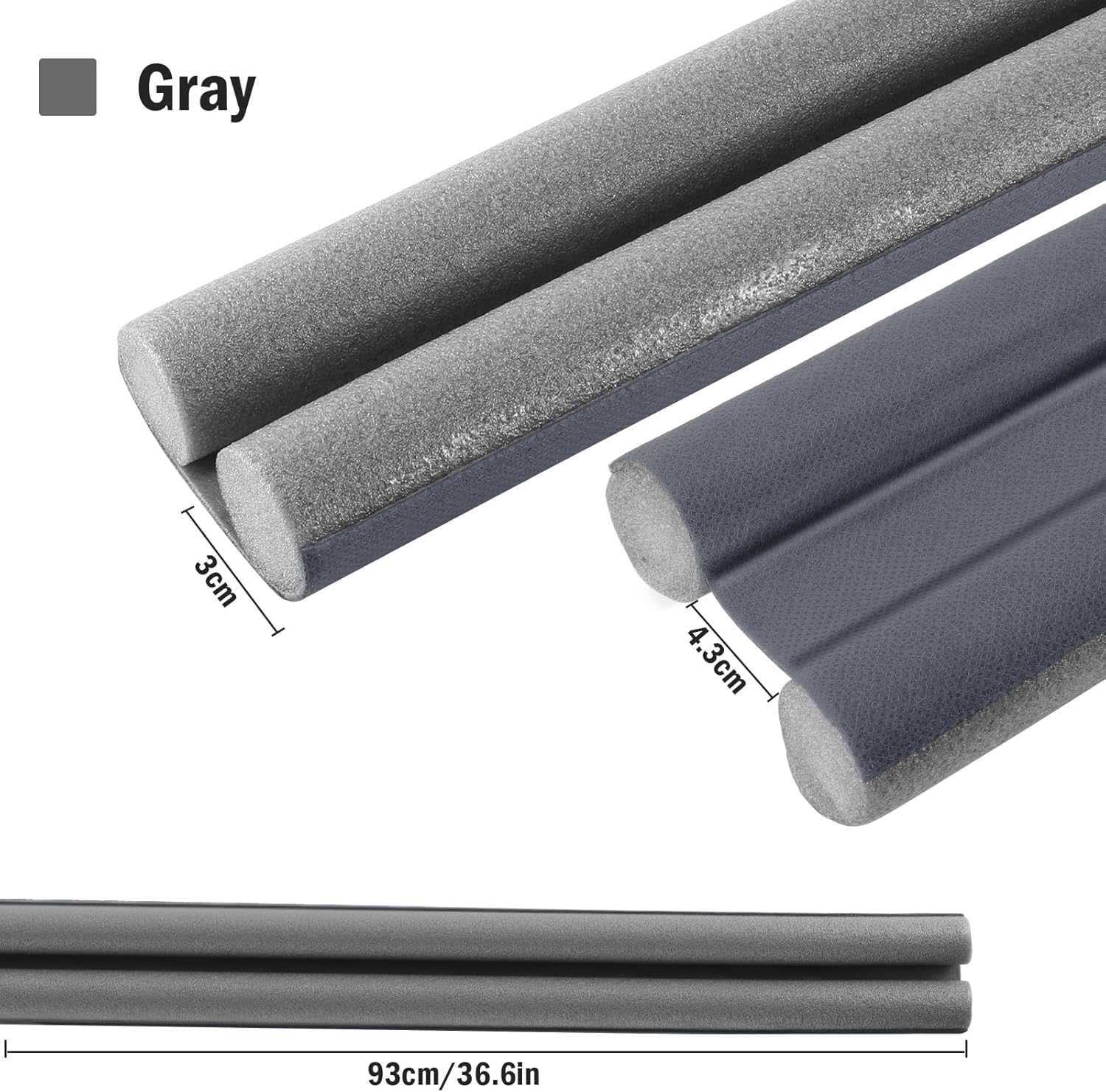 Lineba Grey Door Draft Stopper 30-36 Inch