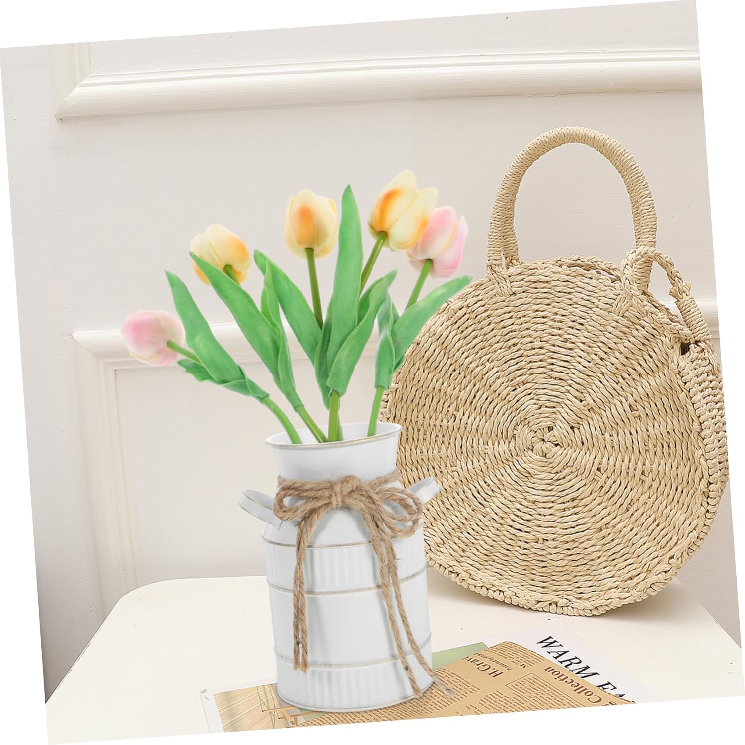 VINTORKY Breast Milk Pitcher Vase Vintage Iron Flower Holder Decorative Metal Vase