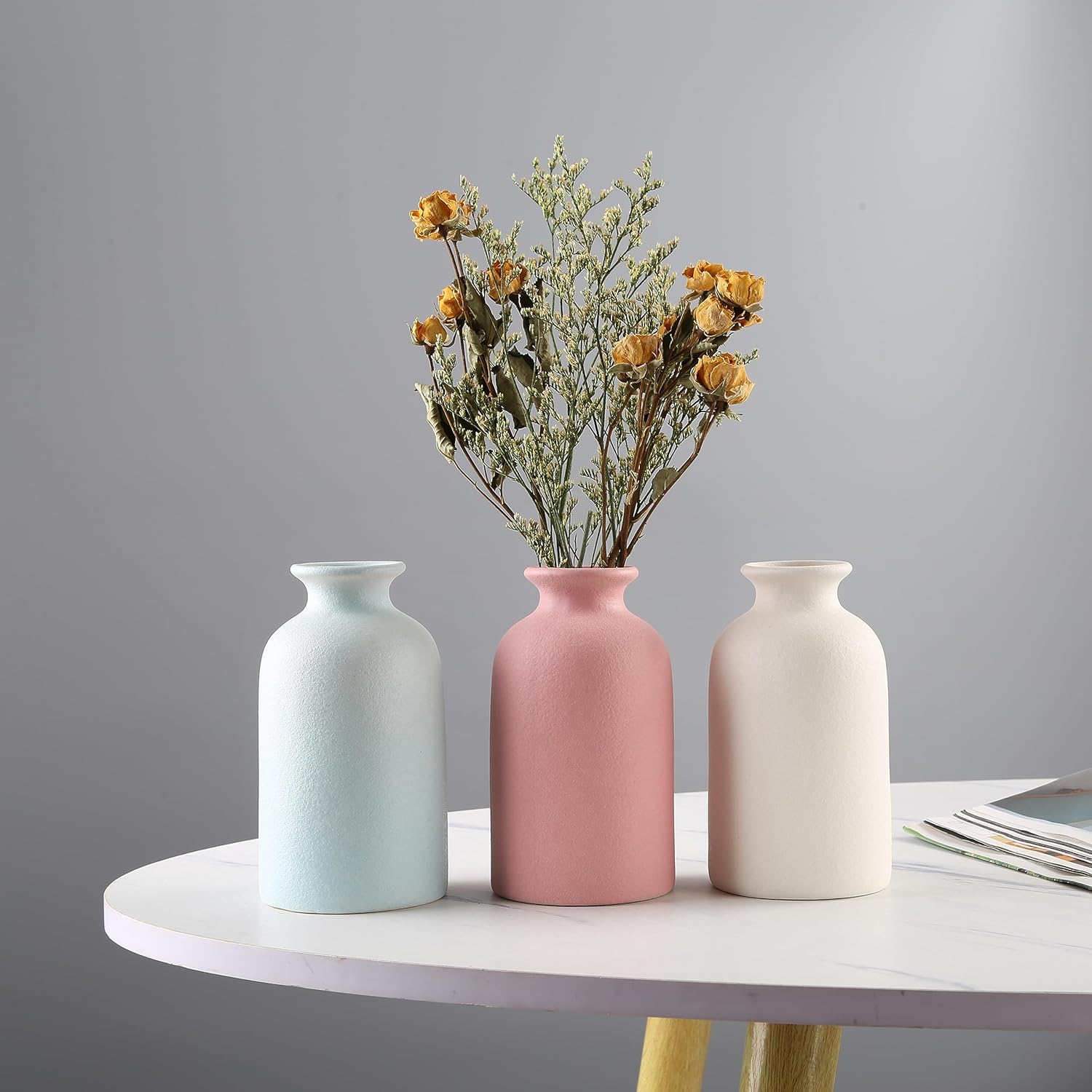 Small Size Light Blue Ceramic Vase for Home and Wedding Dcor