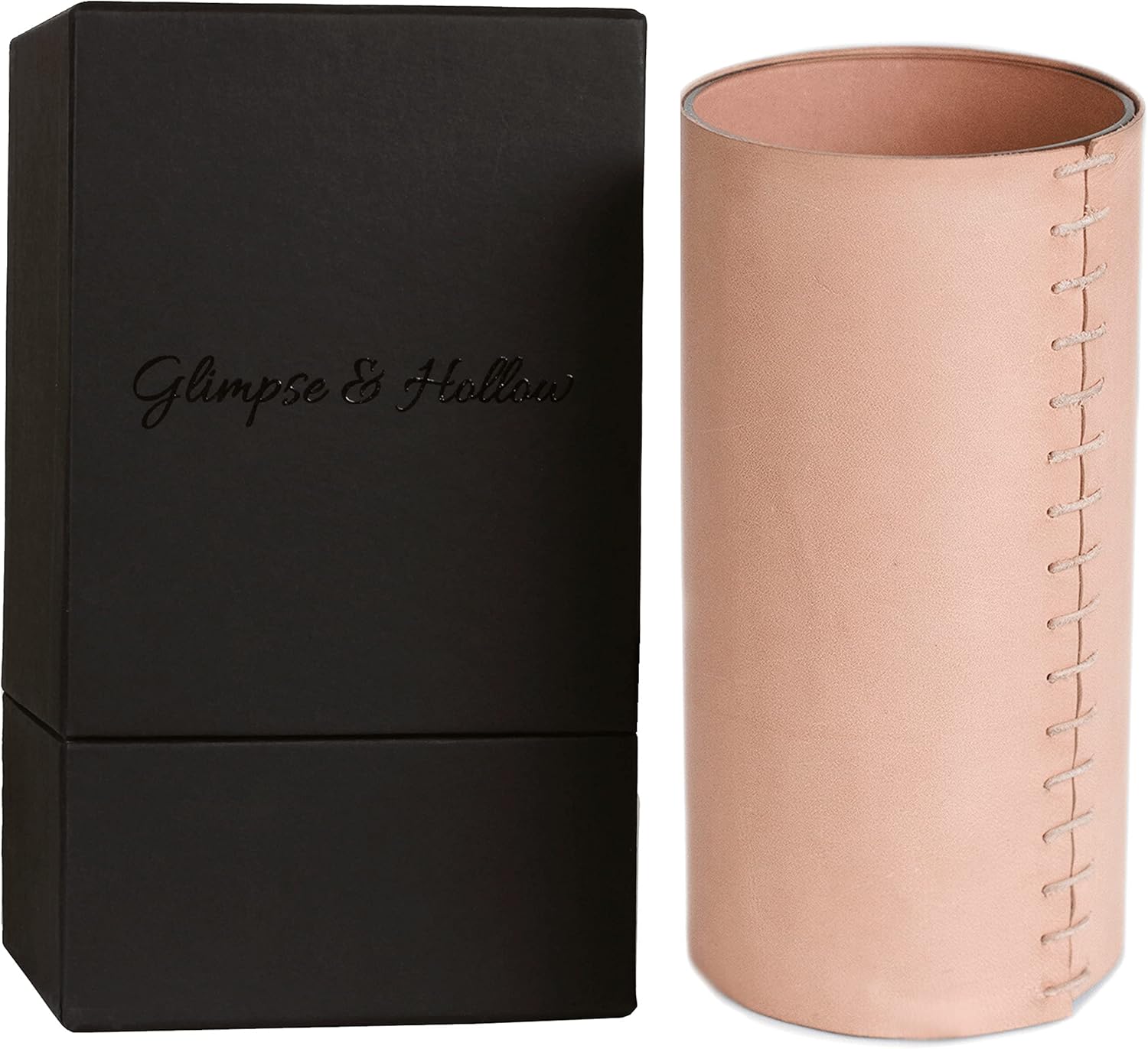 Wrapped Genuine Leather Vase - Boho Style 8 Inch