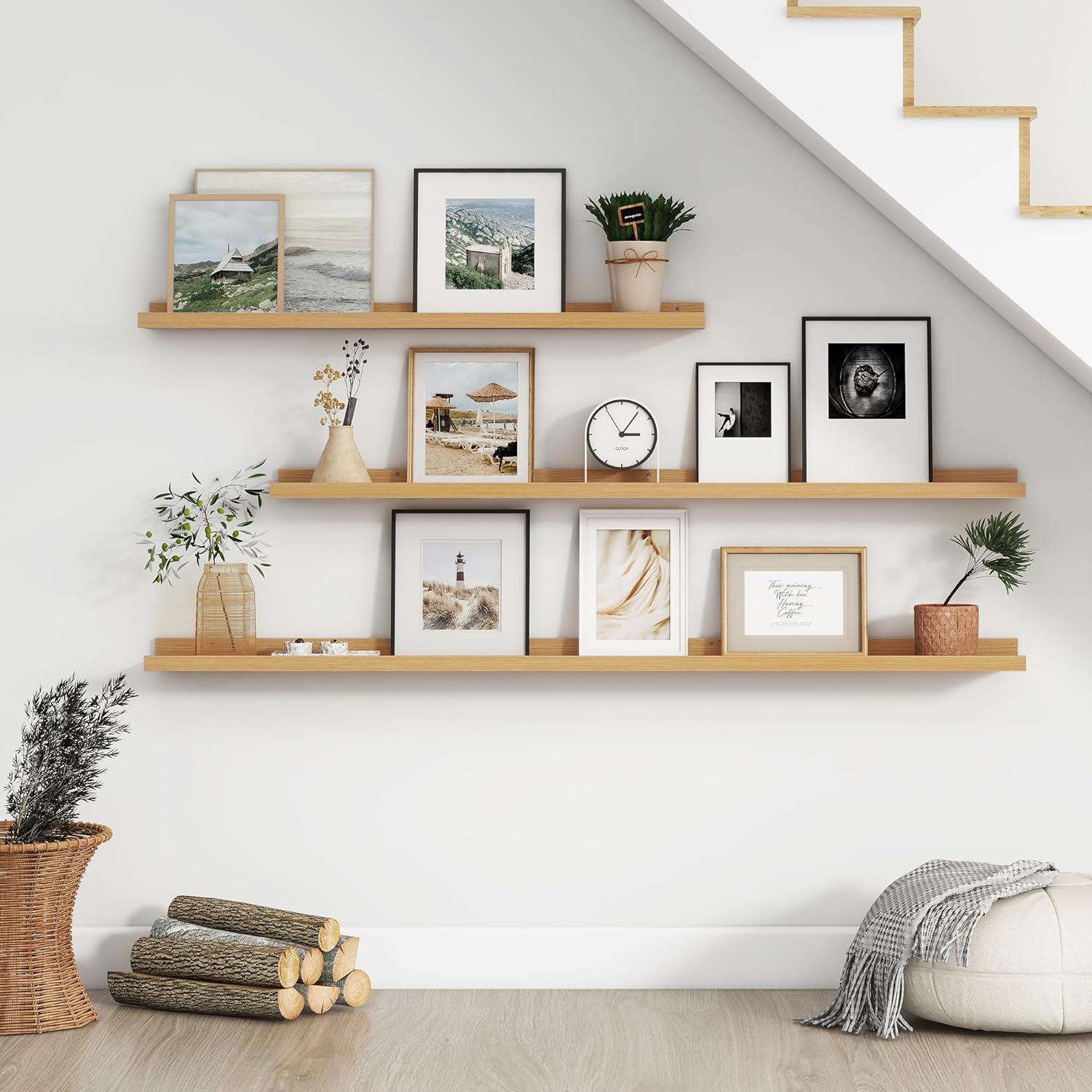 4 Piece Floating Picture Ledge Shelves for Wall Display