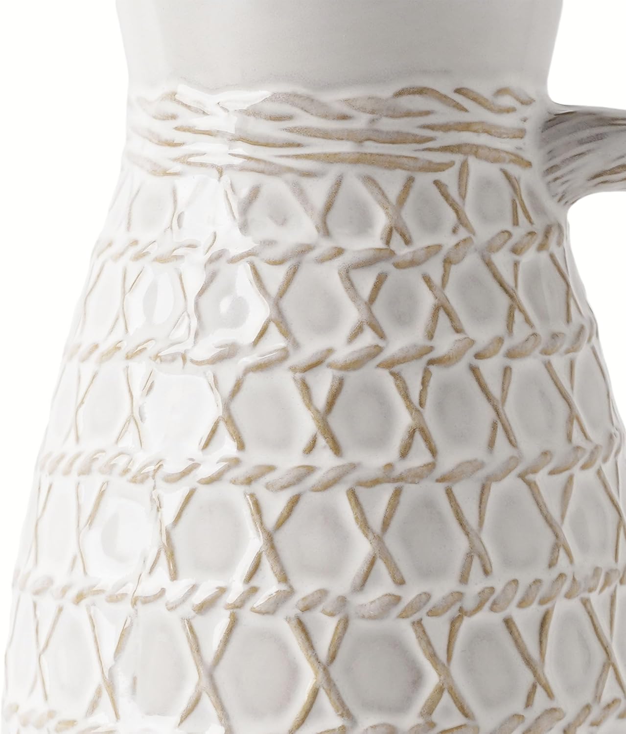 VICTOR TERESA Small White Ceramic Pitcher Vase for Home Decor