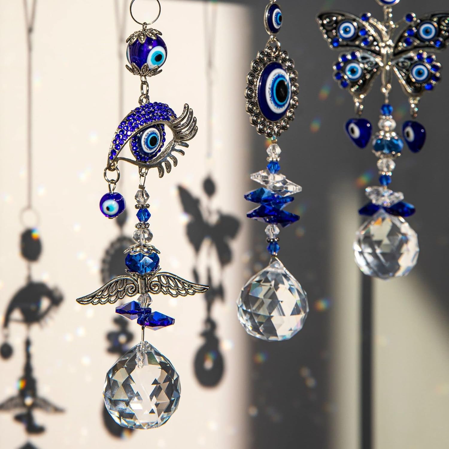 Evil Eye Crystal Wind Chimes for Window and Home Decor