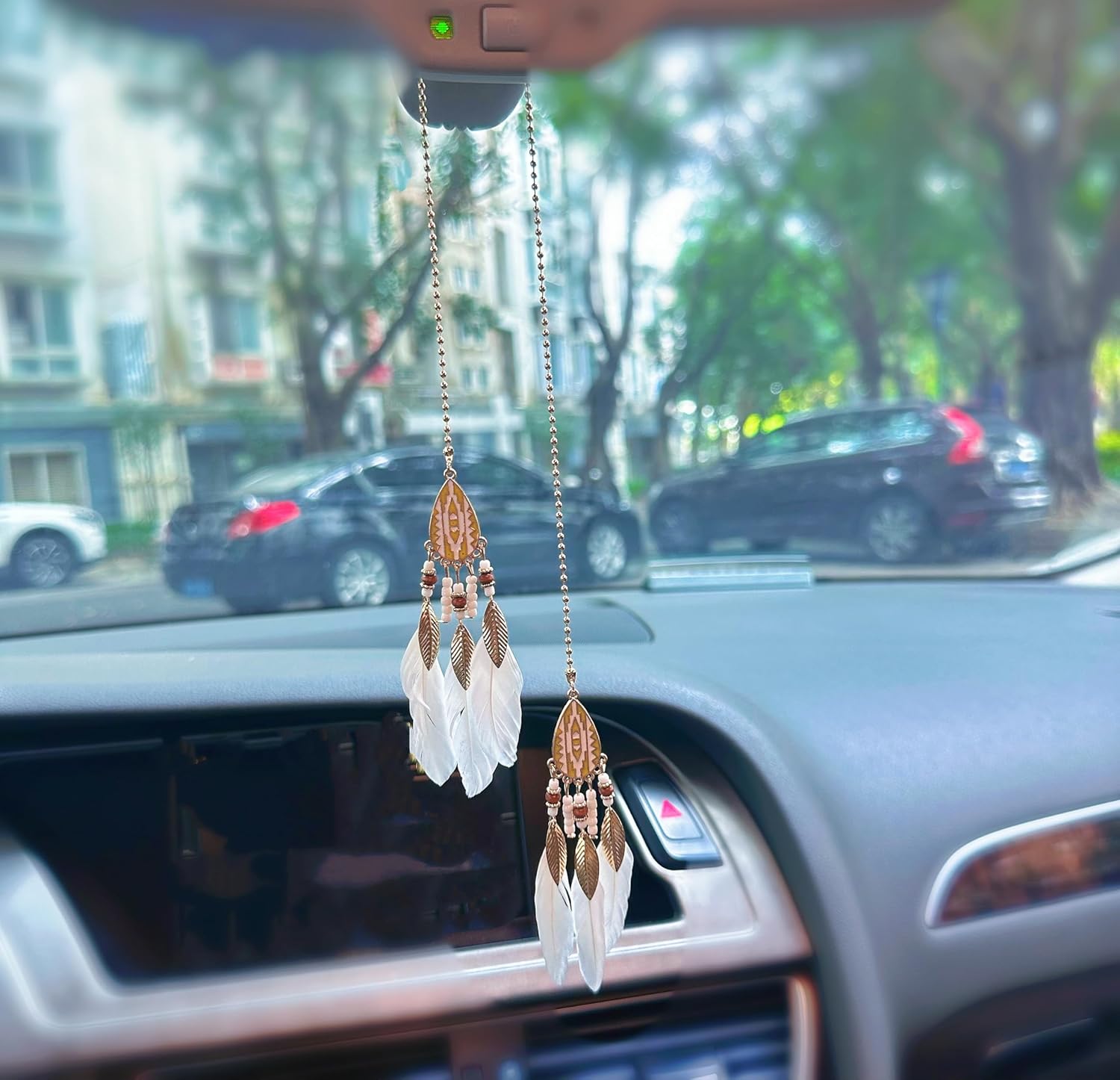 Boho Dream Catcher Car Ornament - White