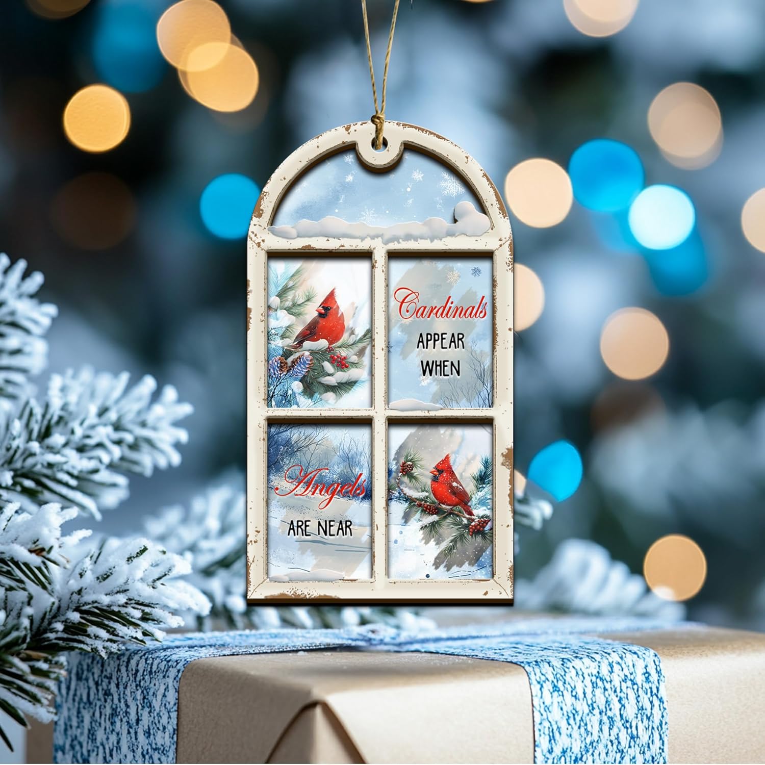 Red Cardinal Memorial Hanging Ornament 35 Inches 2 Layer