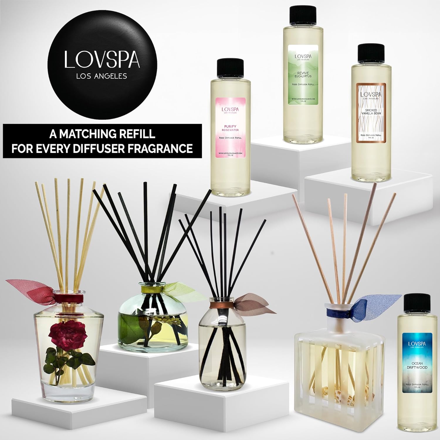 LOVSPA Revive Eucalyptus Reed Diffuser Oil Refill with Replacement Sticks